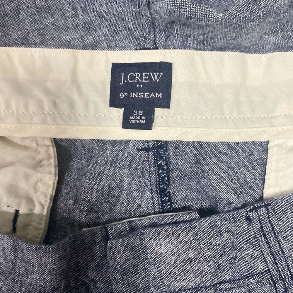 J. Crew Blue Flat Front Shorts Linen &‎ Cotton Blend